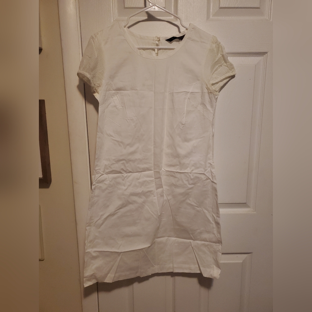 Elegant White Short Sleeve Dress